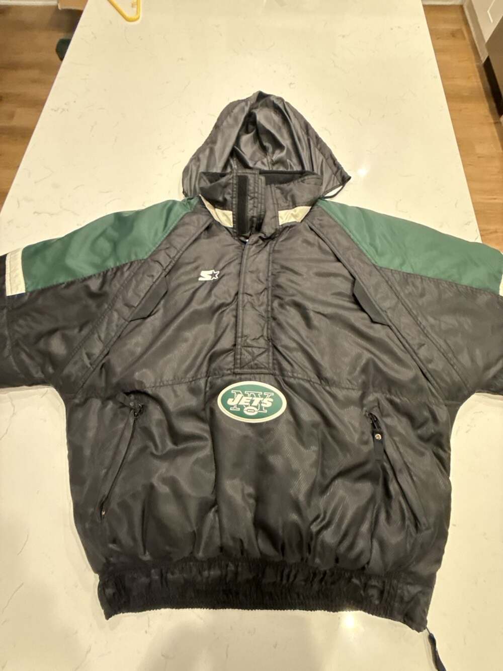 Vintage Starter New York Jets NFL Pro Line Quarter-Zip Hooded Jacket